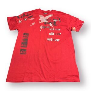 Quiksilver Graphic T-Shirt Size Large Red Shirt Retro‎ Skater Y2K
